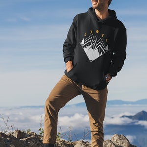 Geometric Mountains Unisex Hoodie, Nature Hoodie, Hoodie for Men, Camping Gift, Hoodie for Women, Camping Hoodie, Hiking Hoodie