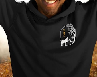 Sudadera de lobo, bordada, unisex, sudadera de naturaleza, camisa de naturaleza, amante de la naturaleza, ropa de naturaleza, moda forestal, aventura al aire libre