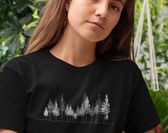 T-shirt unisexe Tree Line 2, chemises nature, vêtements nature, amoureux de la nature, cadeaux pour les campeurs, cadeaux pour les amoureux de la nature