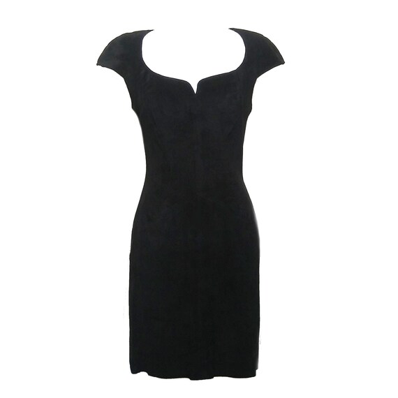 Vintage 1980s Firenze Black Suede Body Con Mini Co
