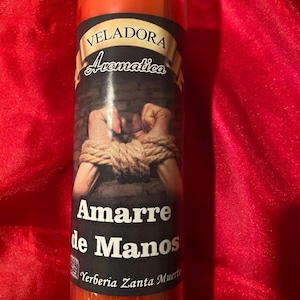 veladora amarre de manos preparada y lista para el altar