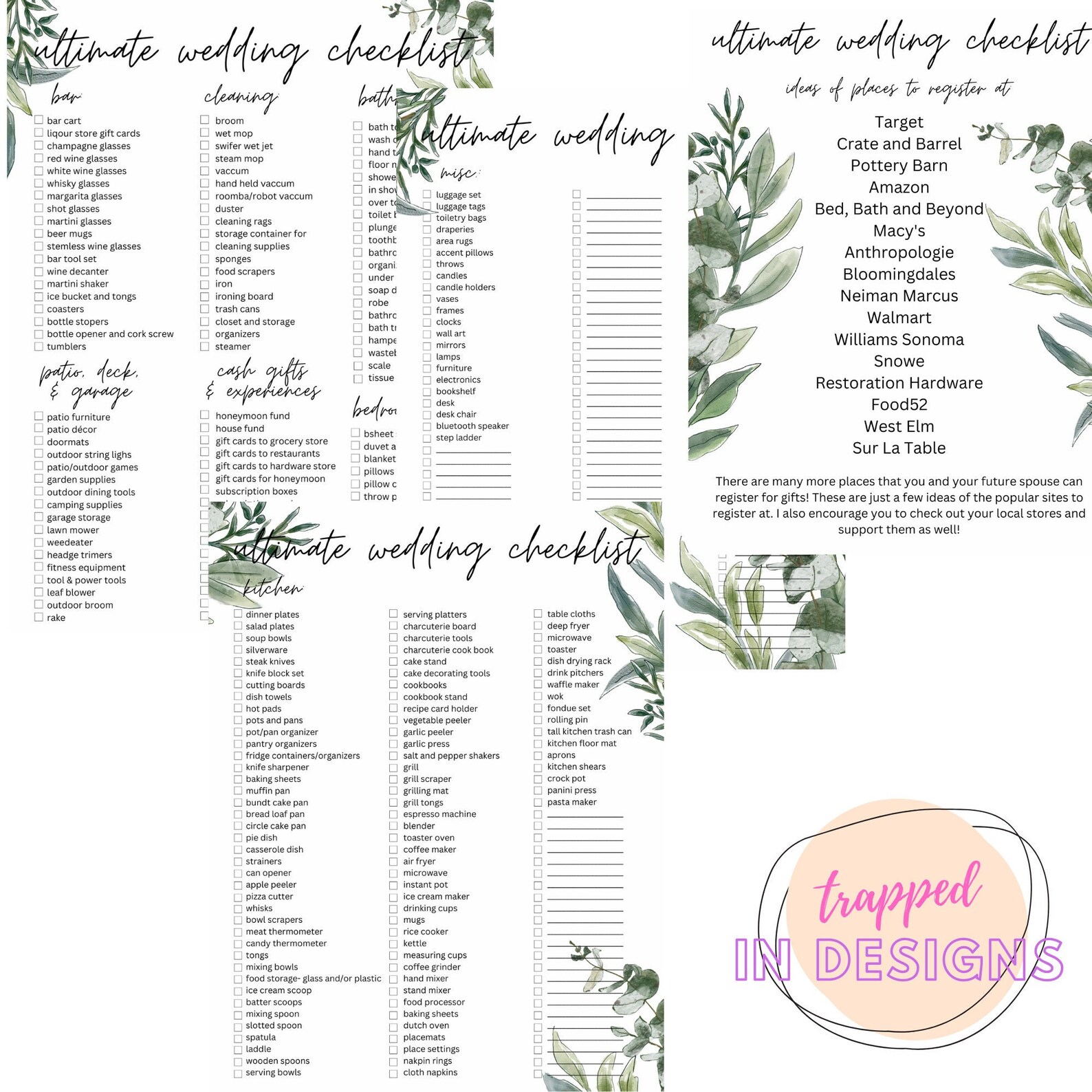 Ultimate Wedding Registry Checklist, Printable Wedding Registry ...