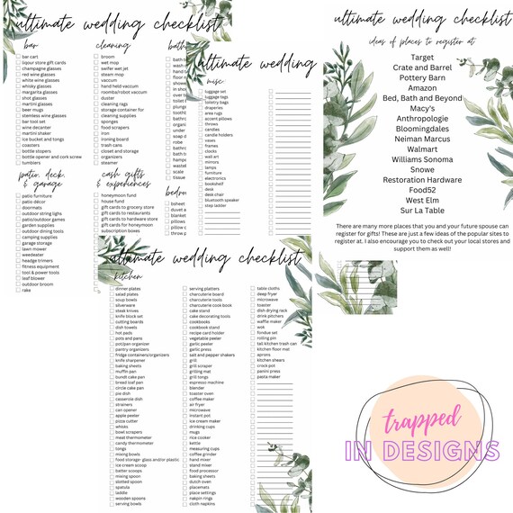 Wedding Registry Checklist