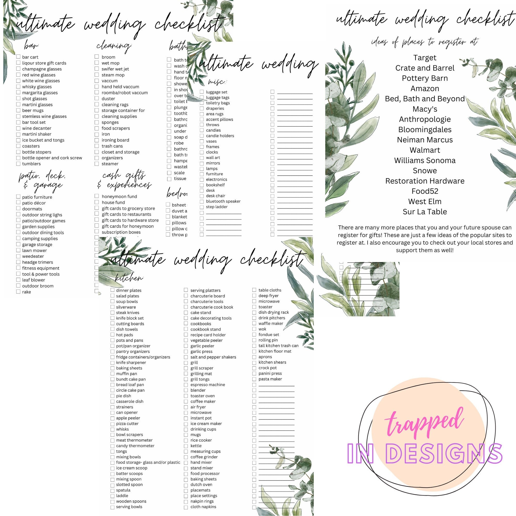 Ultimate Wedding Registry Checklist, Printable Wedding Registry ...