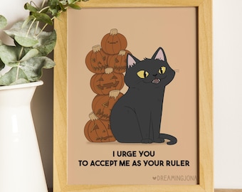 Salem Cat Funny Halloween Art Print Wall Decor Black Cat Lover Gift Nostalgic Sabrina