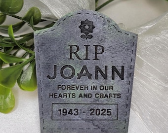 RIP Joann Mini Tombstone Gravestone Wooden Fridge Magnet Spooky Sentimental Hand-painted Halloween Decor