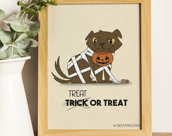 Halloween Dog Art Print Silly Funny Spooky Wall Decor Dog Lovers Gift