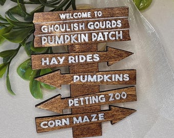 Pumpkin Patch Sign Halloween Fall Festival Wooden Magnet Original Design Autumn Kitchen Decor