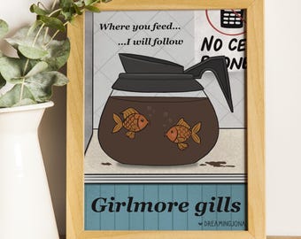 Parody Gilmore Girls Art Print Luke's Diner Kitchen Wall Decor Coffee Lovers Gift