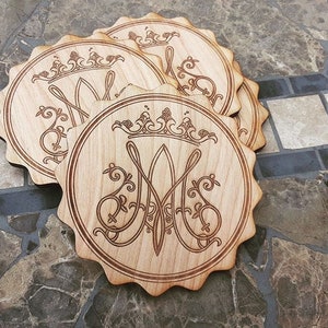 Auspice Maria Coasters, Hail Mary Coasters, Marian Coasters,  Blessed Virgin Coasters, Ave Maria Coasters, Catholic coasters, Mary coasters