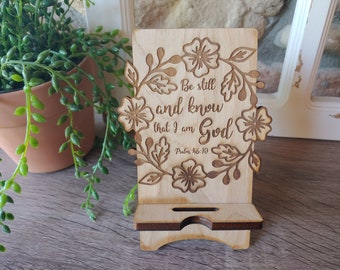 Christian Phone stand, psalm 46 phone stand, Be still and know that I am God phone stand,  Psalm 46 cookbook stand, Faith phone stand