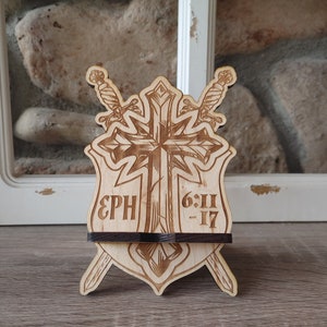Armor of God  phone stand, Ephesians 6 phone stand, put on the whole armor of God stand, shield of faith phone stand, Sword of the Spirit