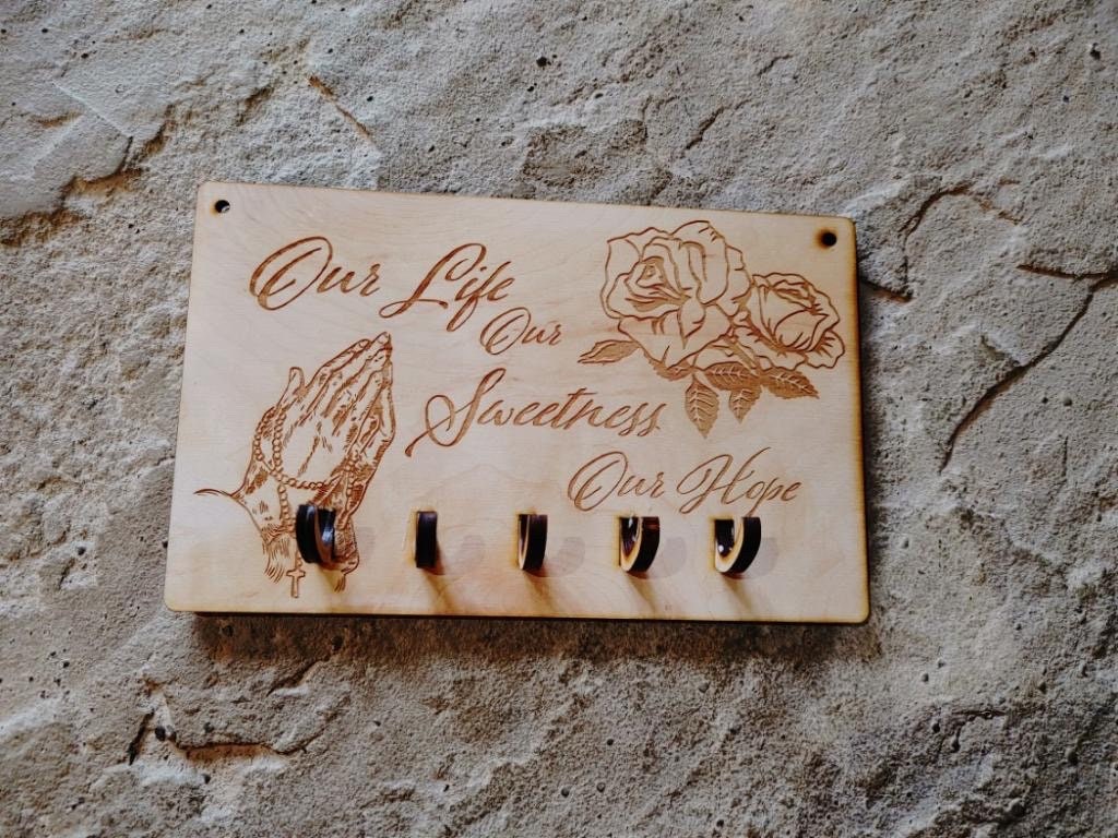 Marian Rosary Hanger, Our Life Our Sweetness Our Hope Hanger, Rosary ...