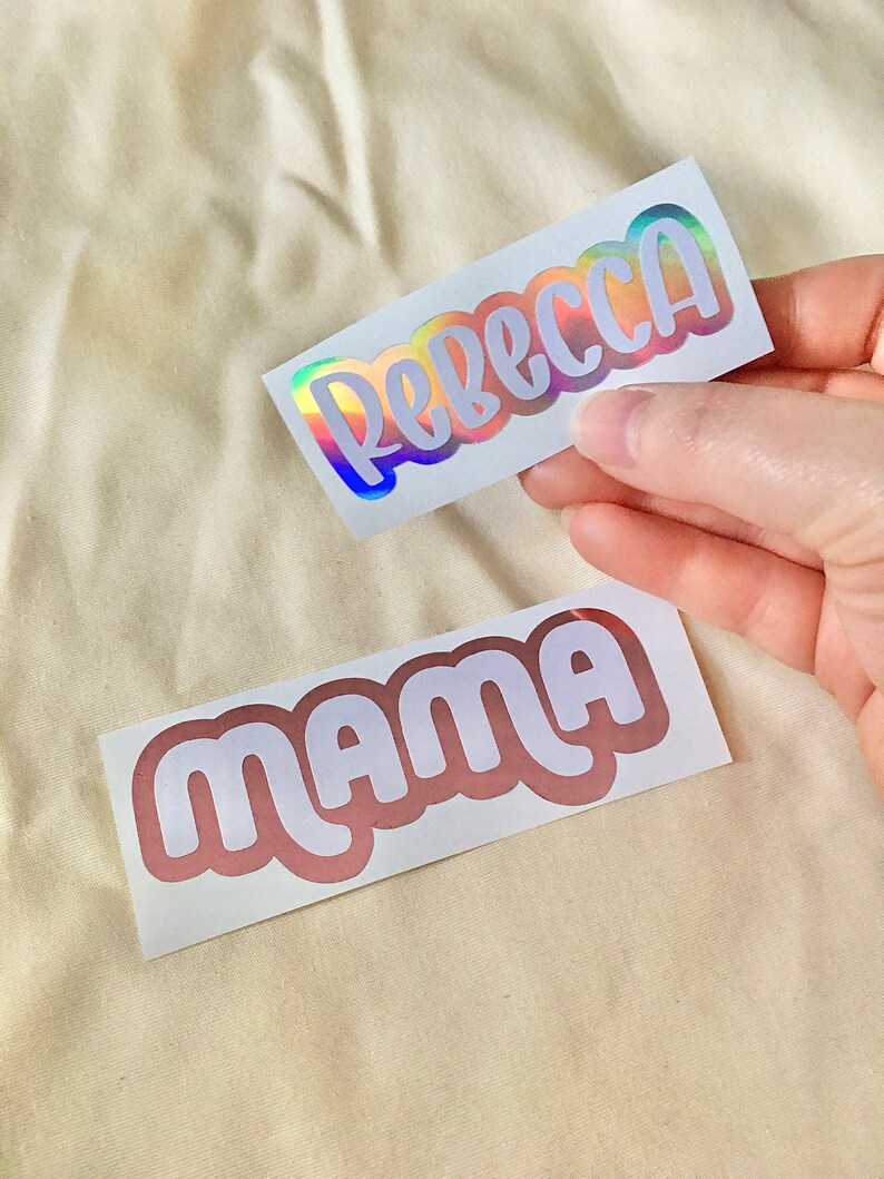 Holographic Name Decal Laptop Stickers Holographic Stickers Etsy