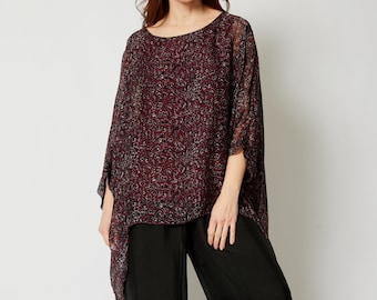 Italian Silk Mini Swirl Pattern Flowing Top