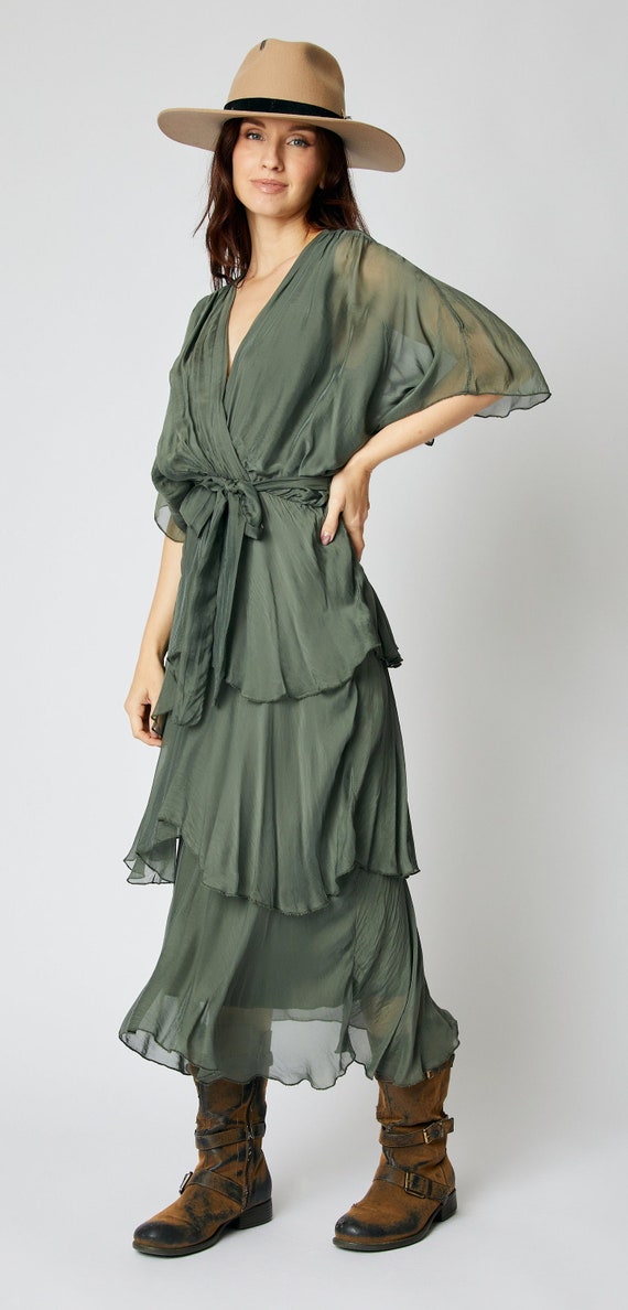 chinese dress ladies Italian Silk Tiered Dress main image 1