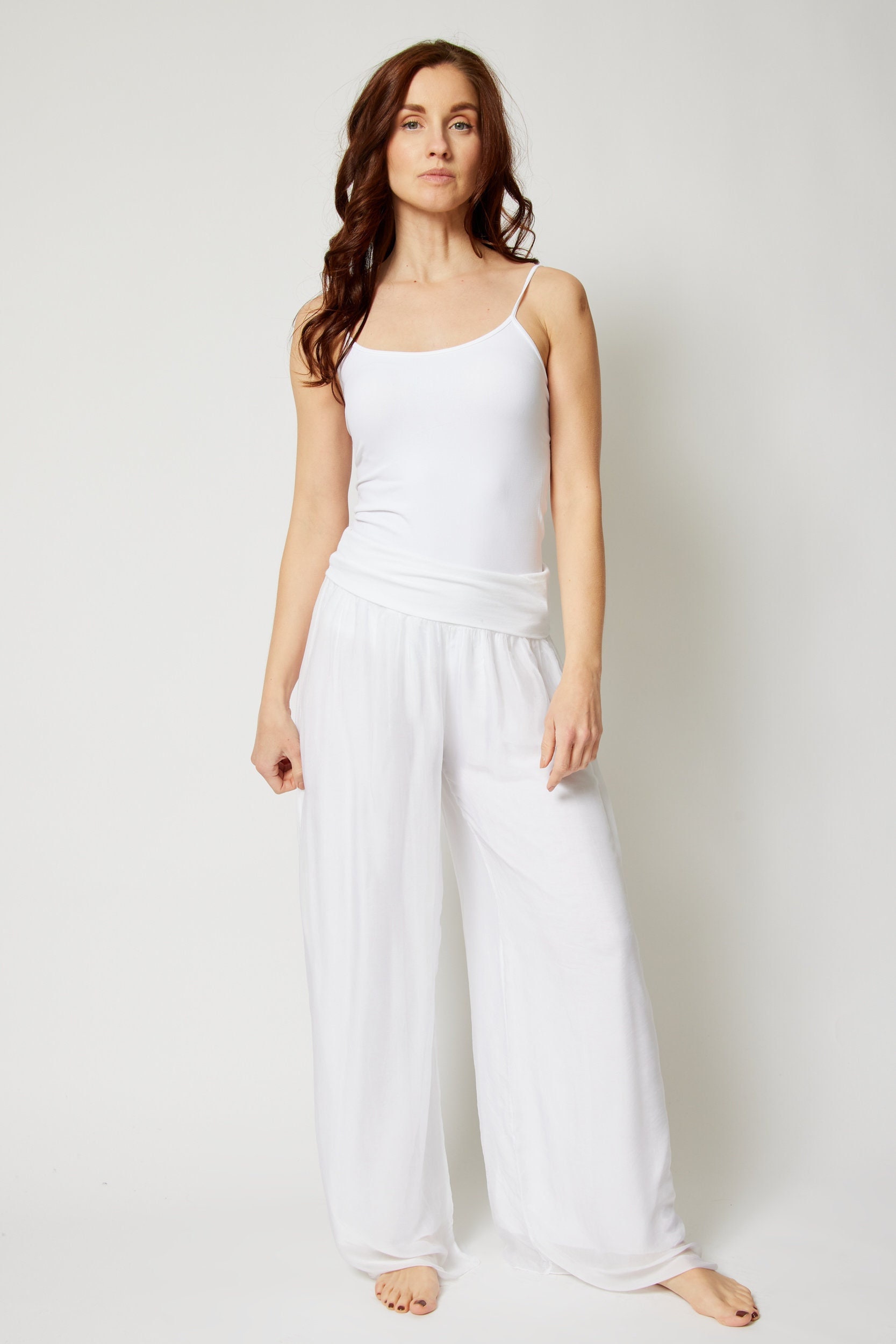 Palazzo Pants White Chiffon