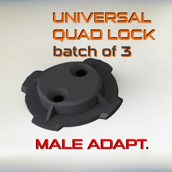 batch of 3 QUAD LOCK universal male adapter fixation modulable quadlock support