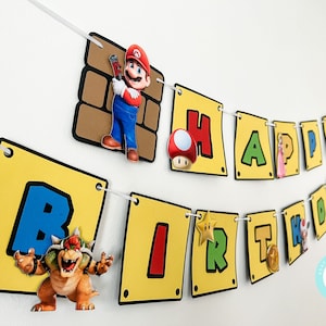 Super Mario Bros Birthday Banner | Mario Birthday Party Banner | Mario Birthday Decorations | Custom Happy Birthday Banner