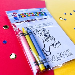 Super Mario Bros Coloring Party Favors  | Mario Birthday Coloring Pages | Mario Birthday Decorations | Custom Party Favors