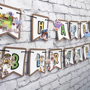 My Singing Monsters Birthday Banner | Singing Monsters Birthday Decorations | Custom Happy Birthday Banner | Monsters Birthday Party Banner