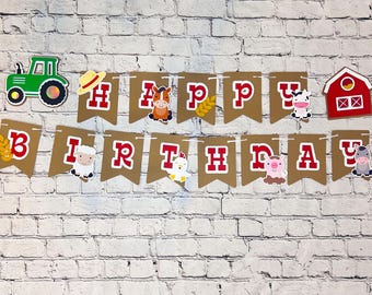 Barnyard Birthday Banner | Farm Animal Birthday | Farm Birthday Decorations | Barnyard Party Decor | Custom Happy Birthday Banner
