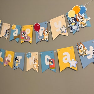 Bluey Birthday Banner | Blue Dog Birthday Party Banner | Blue Heeler Birthday Decorations | Custom Happy Birthday Banner