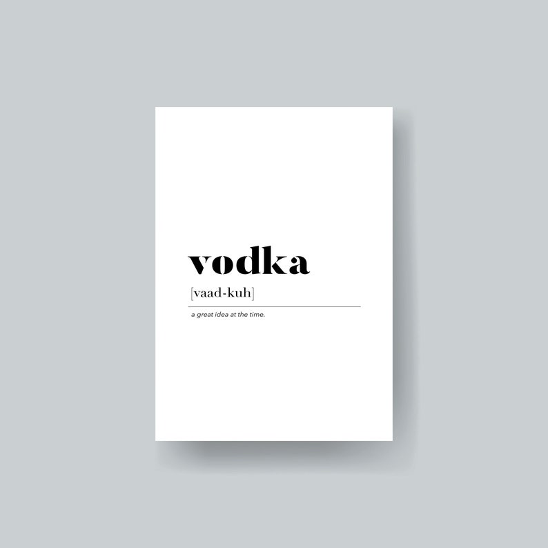 Vodka Definition Wall Art Printable DIGITAL Downloadable Etsy