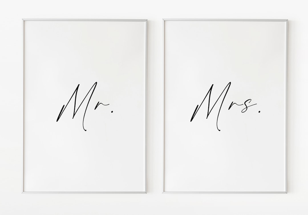 Mr Mrs Wall Art Printable Set of 2 Prints DIGITAL Downloadable Etsy UK