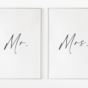 Mr Mrs Wall art Printable | Set of 2 Prints | DIGITAL Downloadable