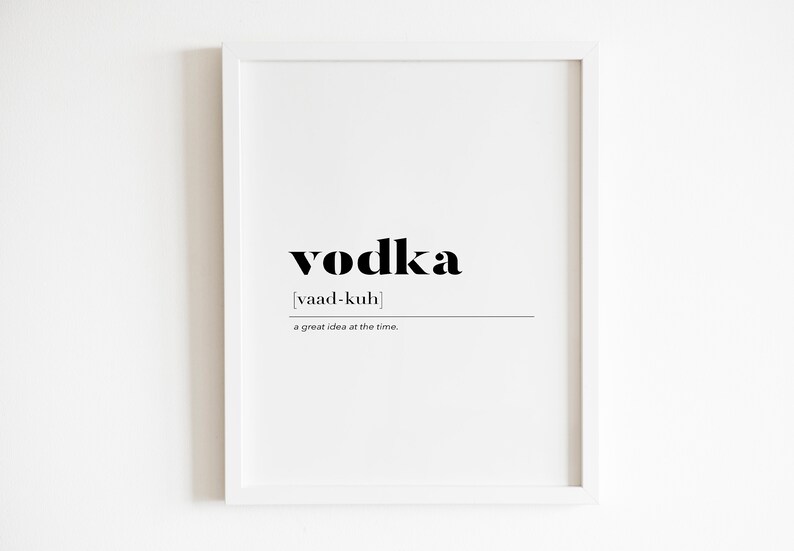 Vodka Definition Wall Art Printable DIGITAL Downloadable Etsy