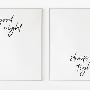 Good night Sleep tight Wall art Printable | Set of 2 Prints | DIGITAL Downloadable