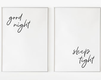 Set of 2 Good Night Prints | Baby & Nursery Wall Art | Printable Download