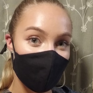 Adjustable Black Face Mask / Filter Pocket Option | Nose wire | Black