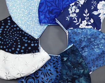 Blue Adjustable Cloth Face Mask with Filter Pocket