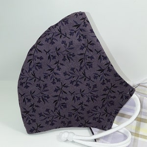 Cloth Face Mask | Filter Pocket | Nose wire | Adult Purple Batik Plum Wheat