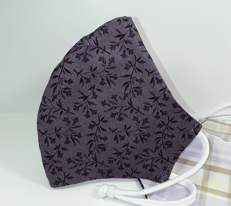 Cloth Face Mask | Filter Pocket | Nose wire | Adult Purple Batik Plum Wheat