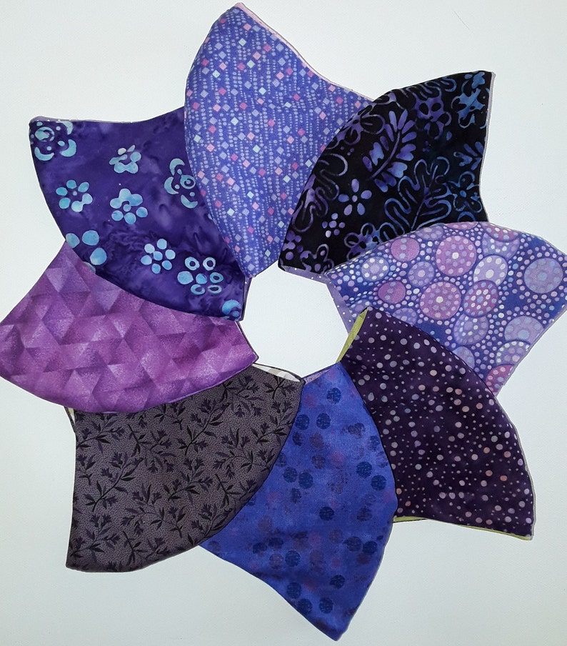 Cloth Face Mask | Filter Pocket | Nose wire | Adult Purple Batik image 1