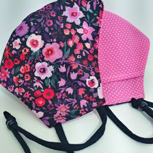Cloth Face Mask | Filter Pocket | Nose wire | Adult Purple Black Blue Pink Blk w Pnk Flowers