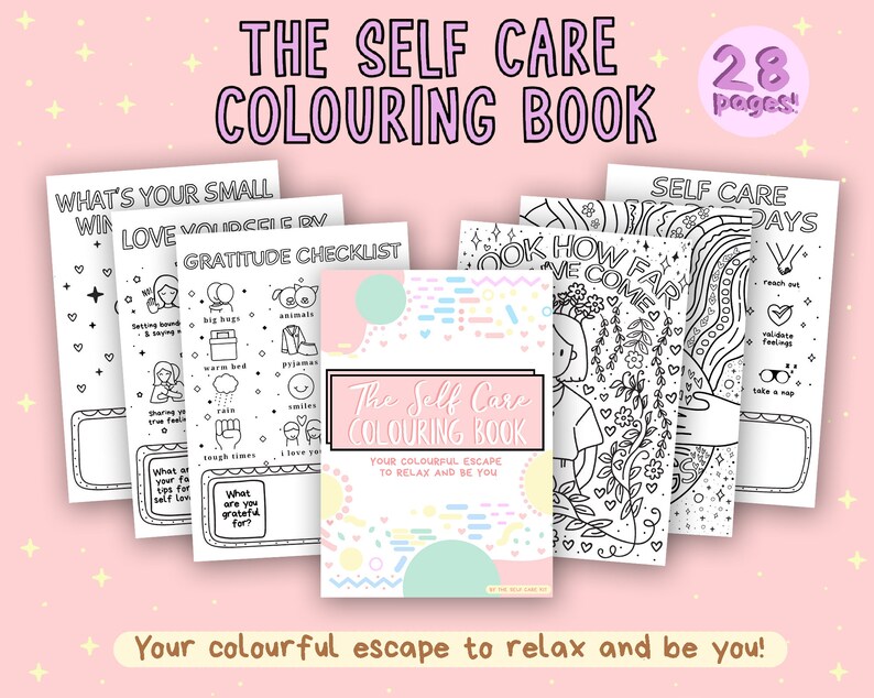Self Care Kit Coloring Book Self Care Journal Positive Etsy