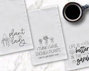 Plant Lady Towel Set, Kitchen Tea Towels, Kitchen Gift, Housewarming gift, Bridal gift, Gift for Gardener, Plant Lover