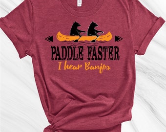 T-shirt Humour 'Paddle Faster I Hear Banjos' - Taille XL, Coton, Noir, Neuf Sans étiquettes, Thème Film Drôle