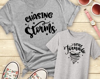 Chasing Storms Shirt, Little Tornado Shirt, Mommy and Me Shirts, Matching Family Outfits, Matching Shirts, Mom Baby Set