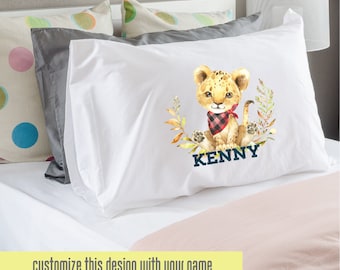 Baby Lion Personalized Pillow Case, Custom Pillowcase, Kids Pillowcase, Gift Pillow Cases, Custom Bedding for Kids