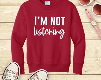 Sleigh Bells Ring I'm Not Listening kids crewneck fleece