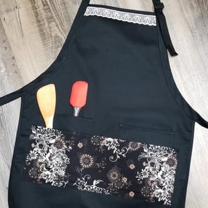 Lace & Flower Apron, Kitchen Apron, Chef&#39;s Apron, Customizable Apron, Gift for Cook, Kiss the Cook, Bridal Shower Gift