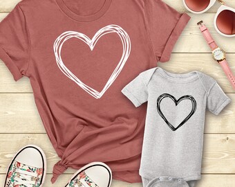 Mama Heart Shirt, Little Heart Shirt, Mommy and Me Shirts, Matching Family Outfits, Matching Shirts, Mom Baby Set