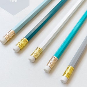 Gray Teal Custom Personalized Pencils Set of 5 Personalized Teacher Student Homeschooling Gift image 6