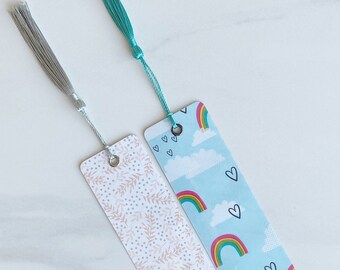 Bookmarks Double-Sided Floral and Sky Rainbow | Bookworm | Christmas Gift | BMC