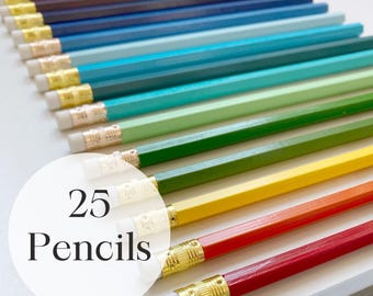 25 Personalized Gold Foil Pencils, Bulk Party Favors